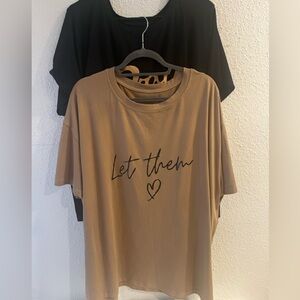Brown and Black Pray plus size Graphic Tee with Heart Design size 3X